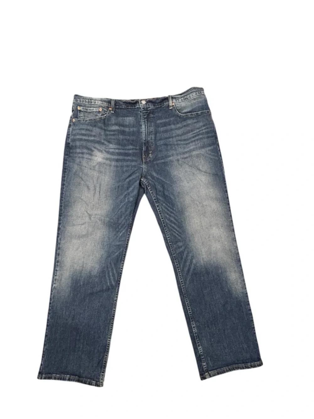 Levi's 559 Men's Whiskered Stretch Blue Straight Relaxed‎ Jeans 44x32 Distressed